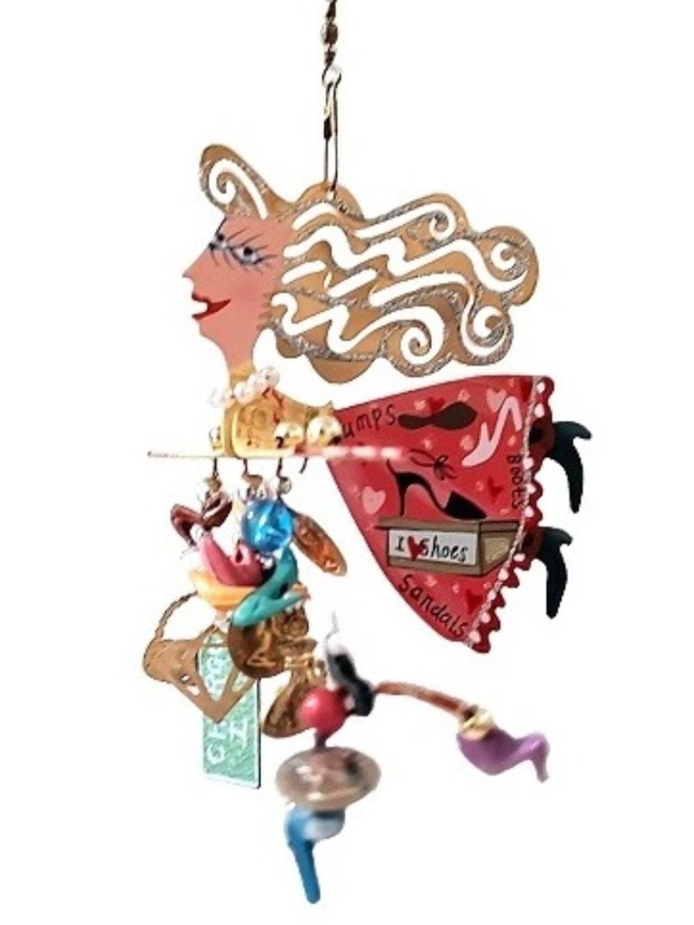 Karen Rossi Silvestri Fanciful Flights Ornament Hanging Decor I Love Shoes